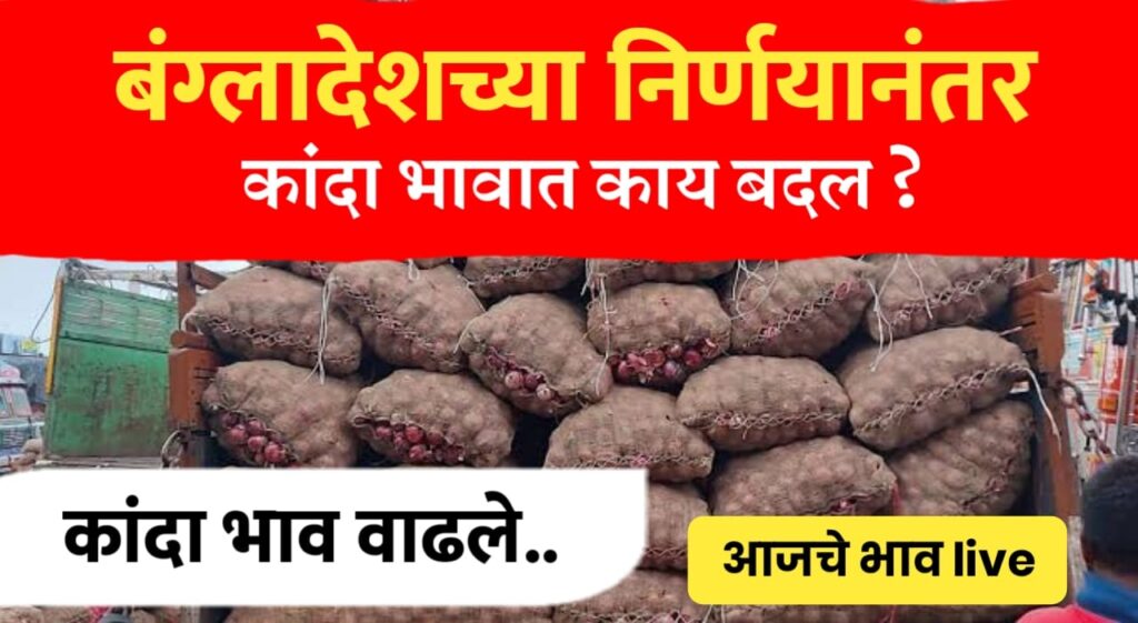 kanda bajarbhav ; बंग्लादेशच्या निर्णयानंतर कांदा भावात काय बदल, पहा आजचे कांदा बाजारभाव